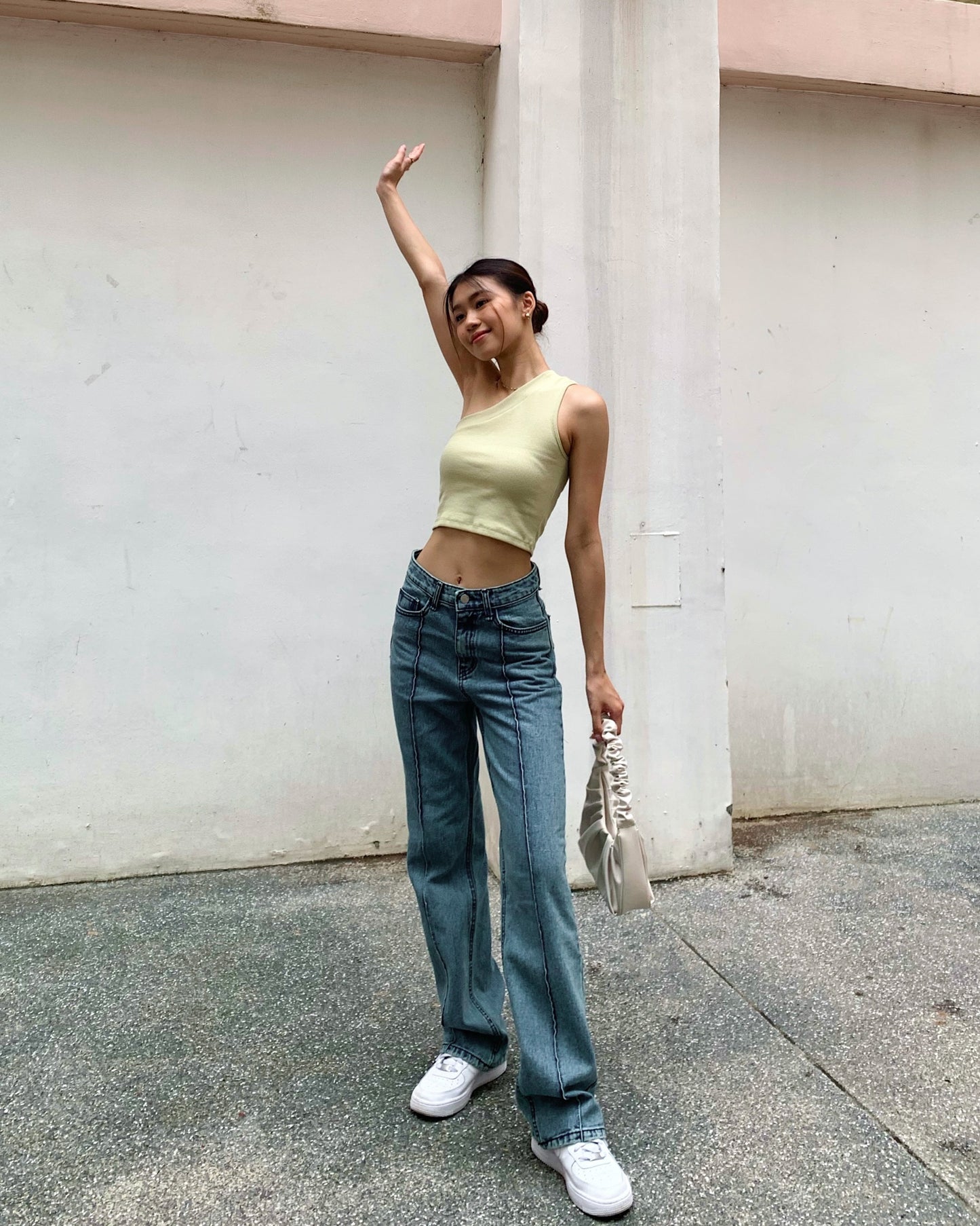 One shoulder sleeveless tank top (2 colors)