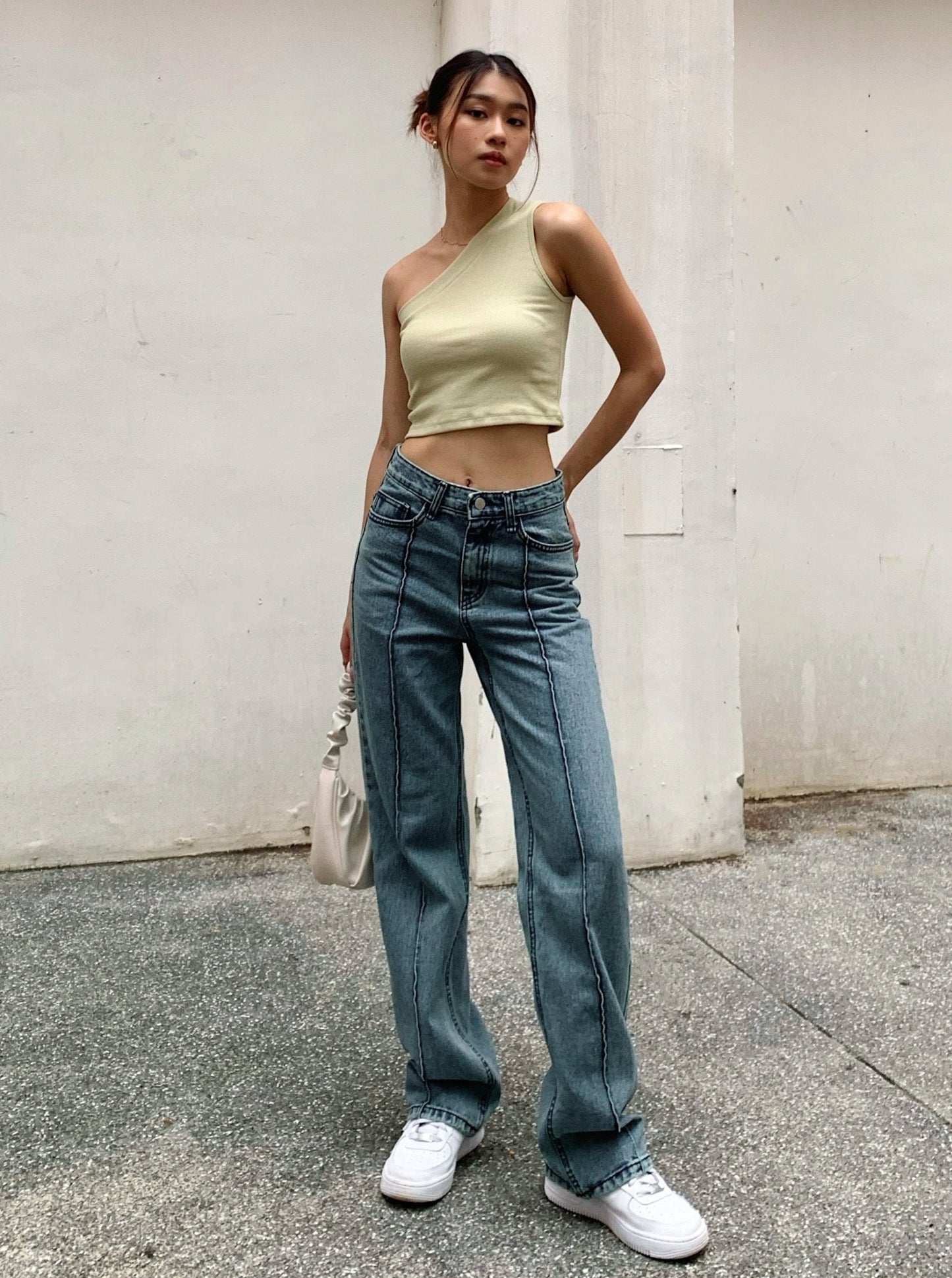 One shoulder sleeveless tank top (2 colors)