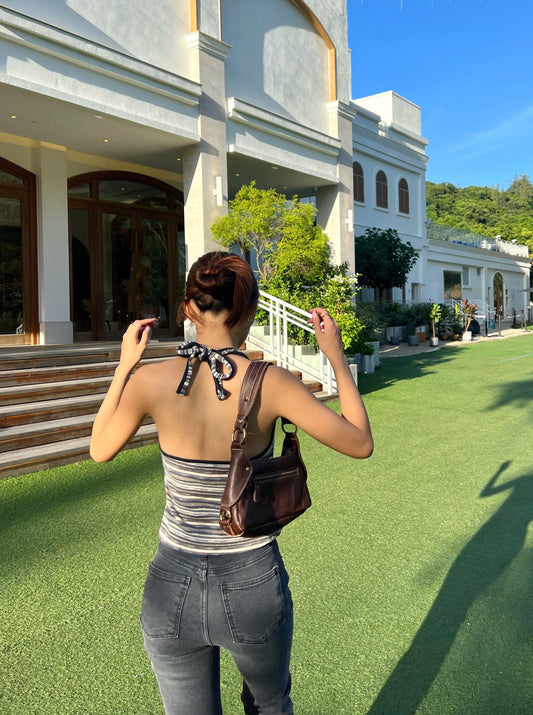 Strip print open back top