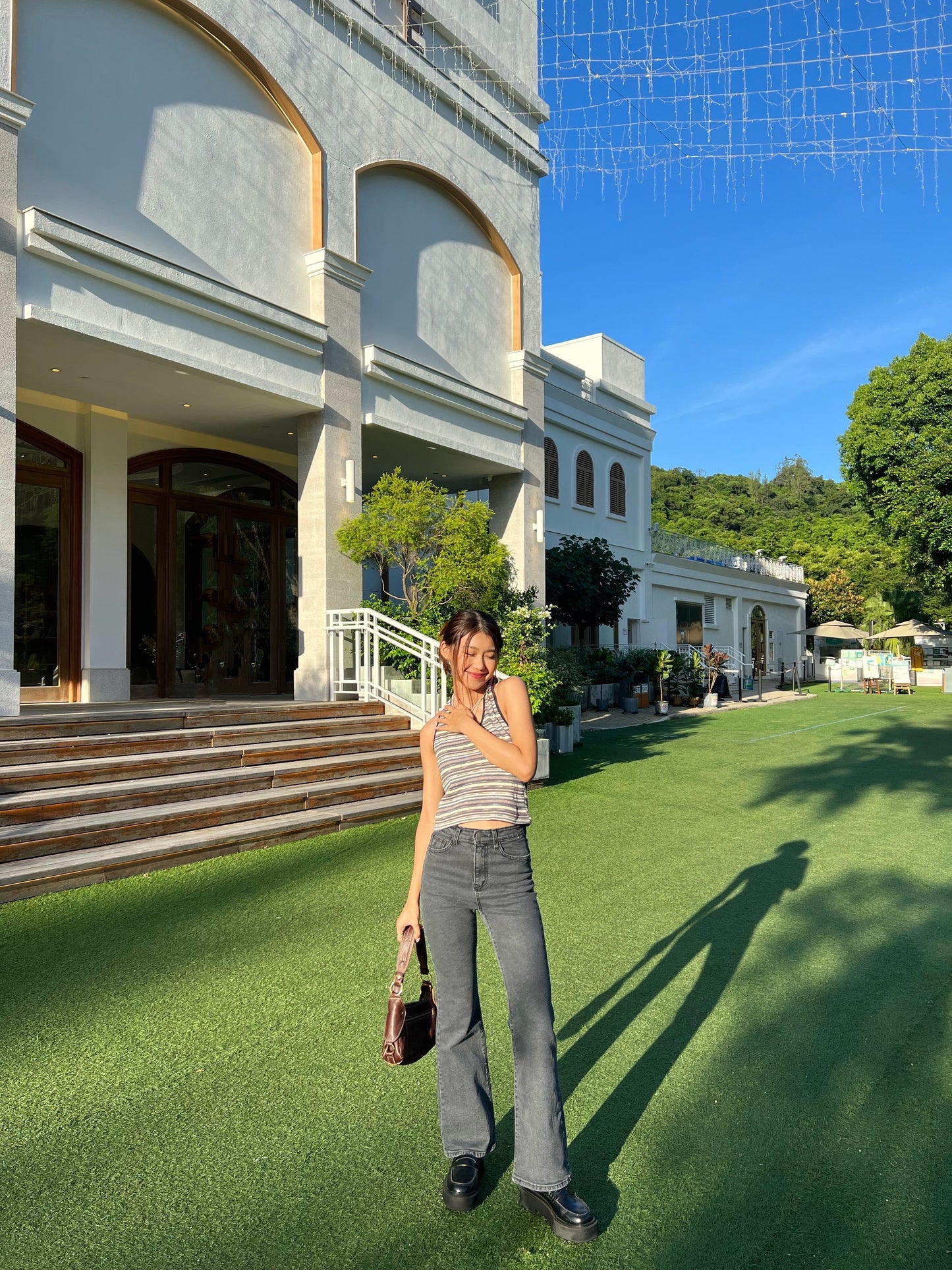 Strip print open back top