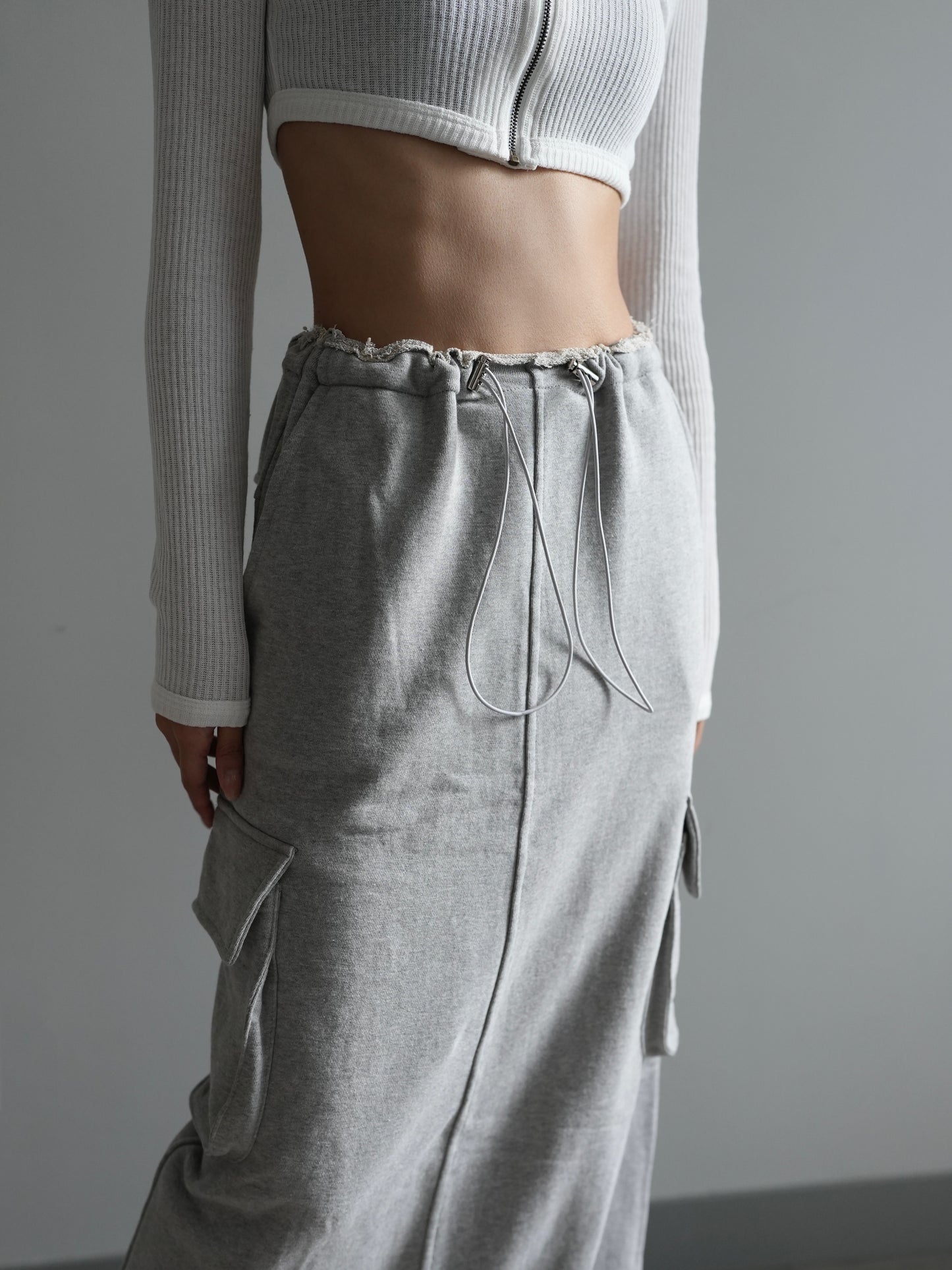 Cotton cargo maxi skirt