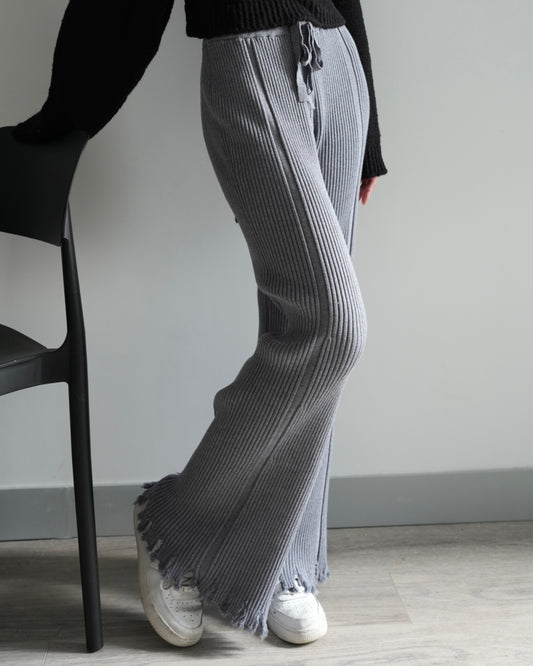 Ripped frayed knit pants