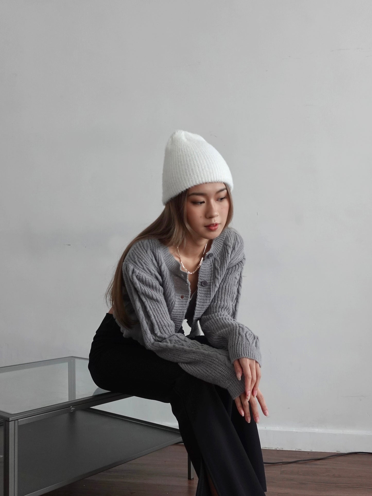 Pattern knit set (cardigan+knit vest)