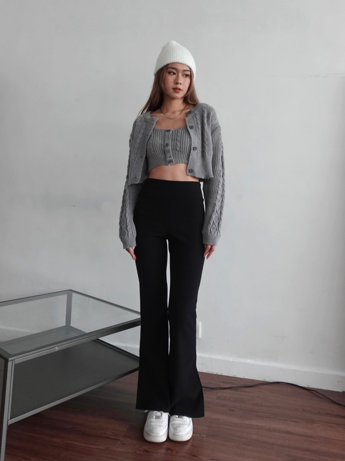 Pattern knit set (cardigan+knit vest)