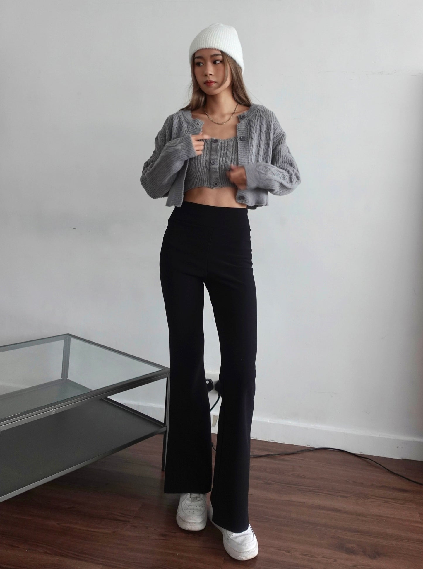 Pattern knit set (cardigan+knit vest)