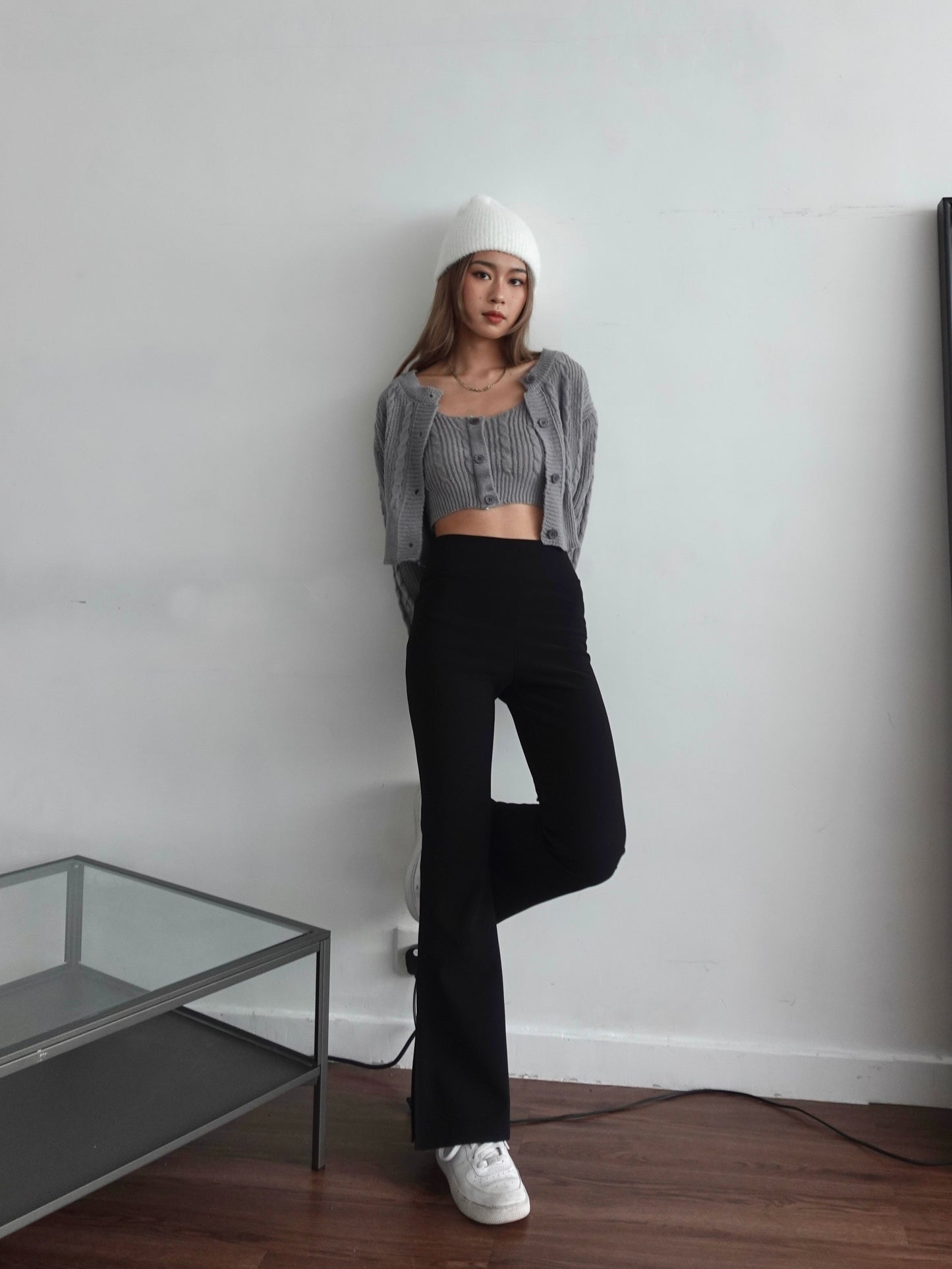 Pattern knit set (cardigan+knit vest)