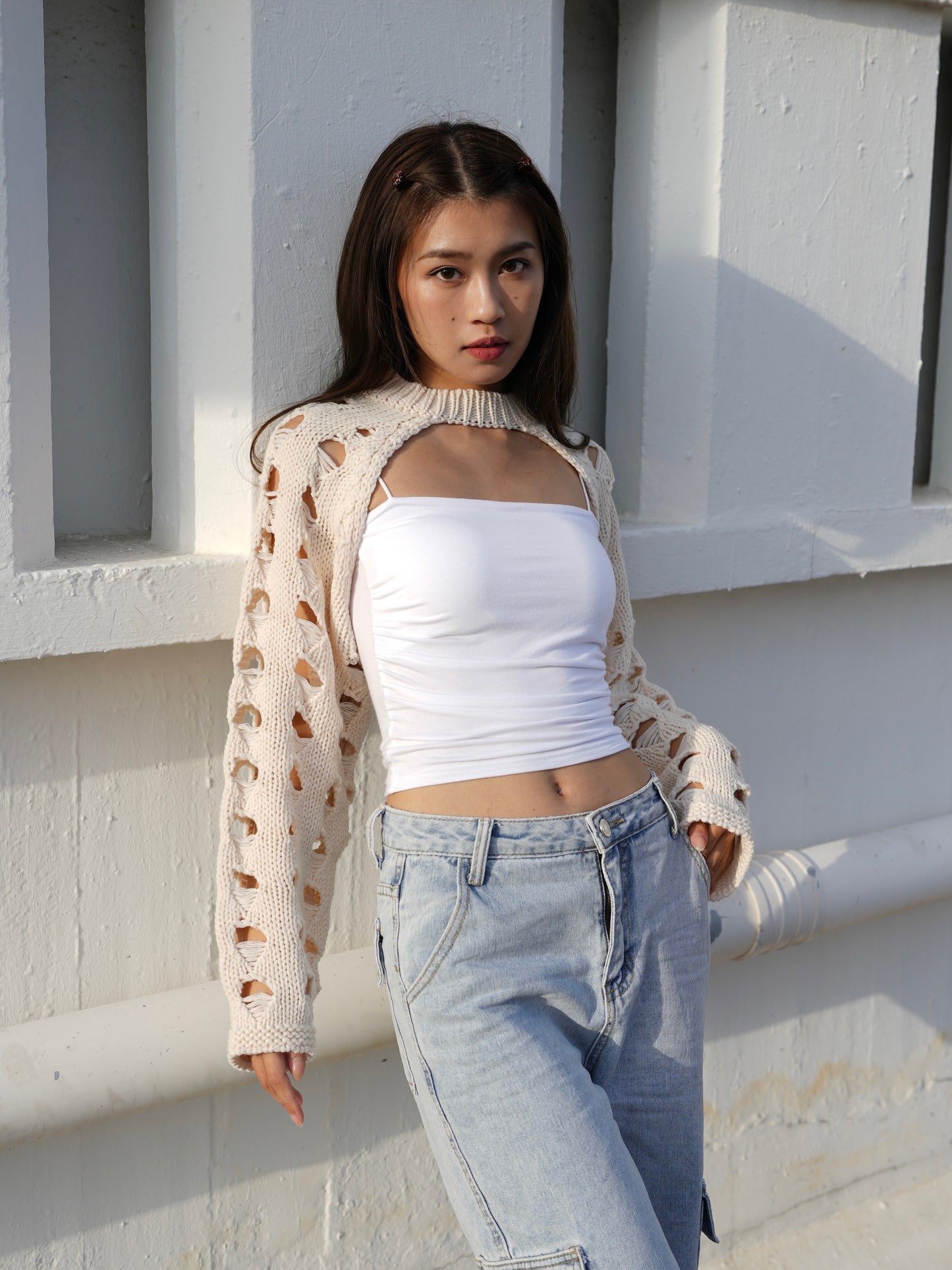 Lark knit arm warmer top