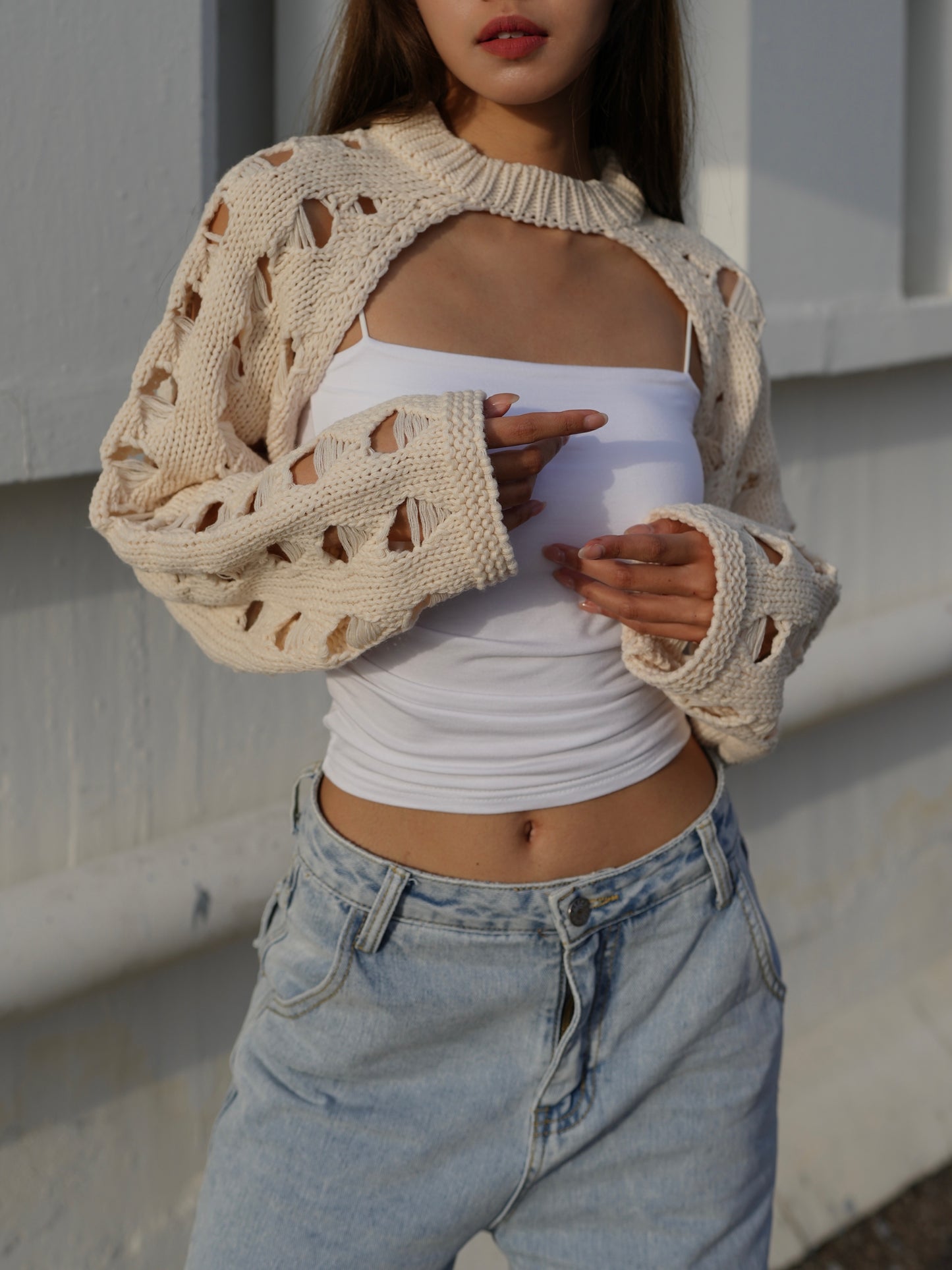 Lark knit arm warmer top