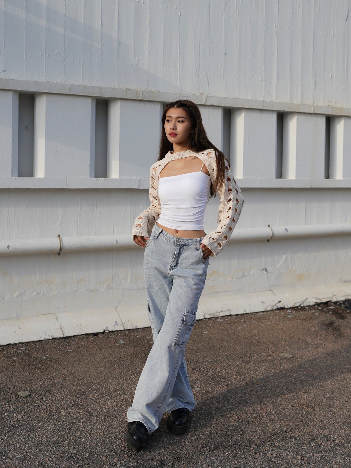 Lark knit arm warmer top