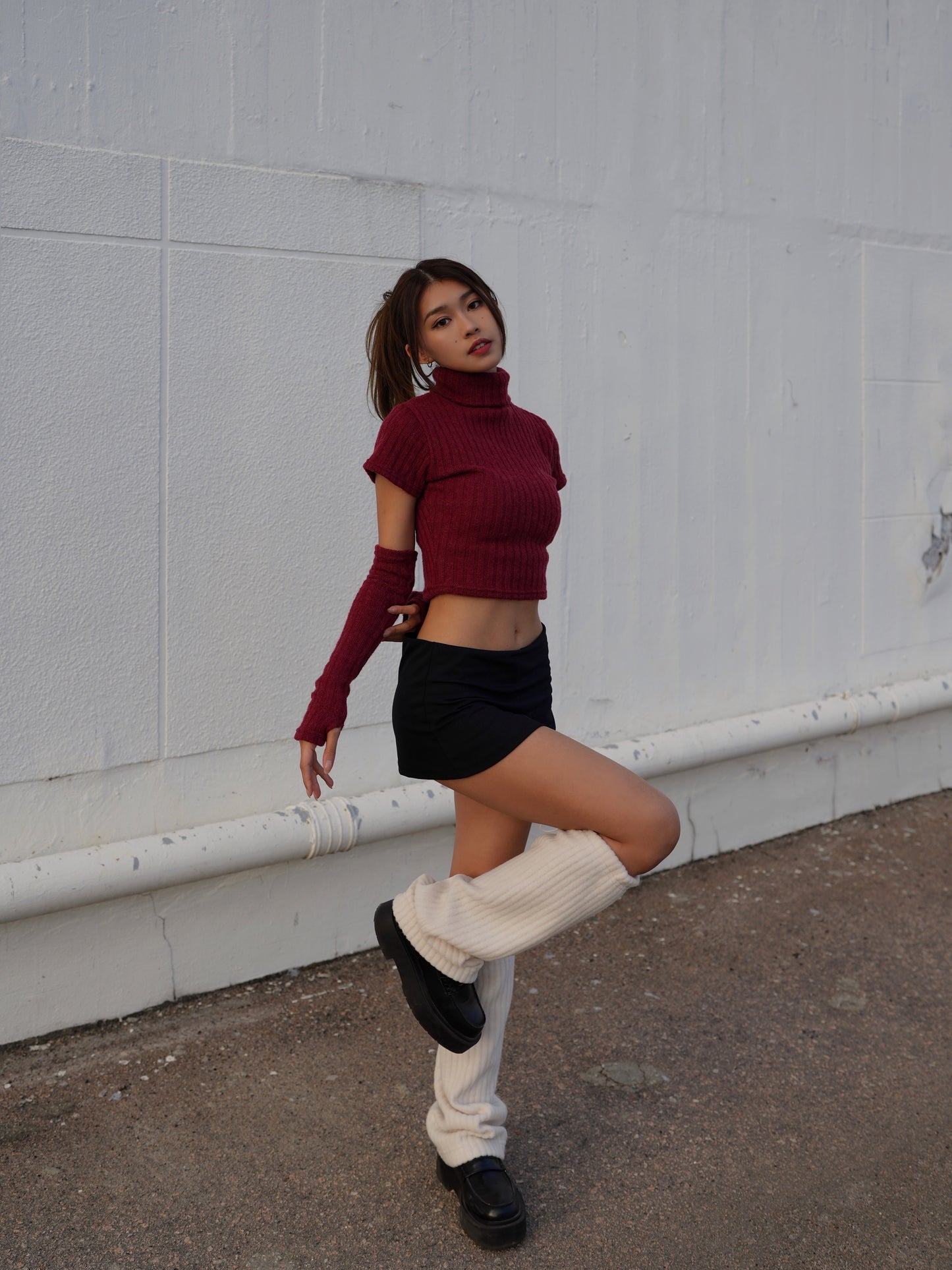 Fleece lined string leg warmers