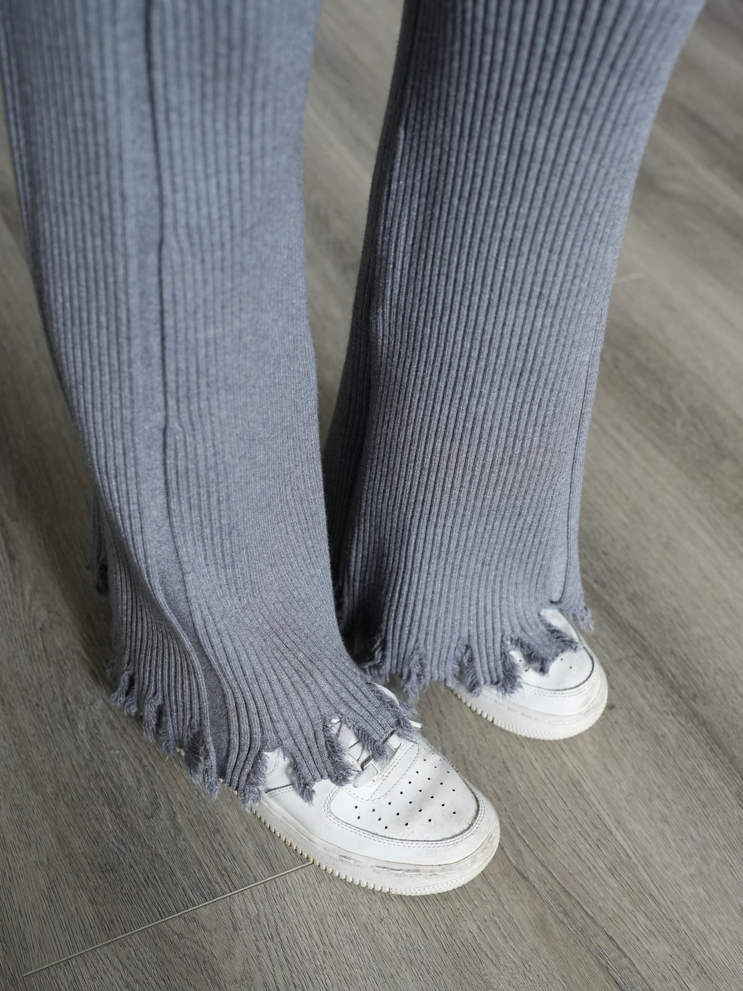 Ripped frayed knit pants