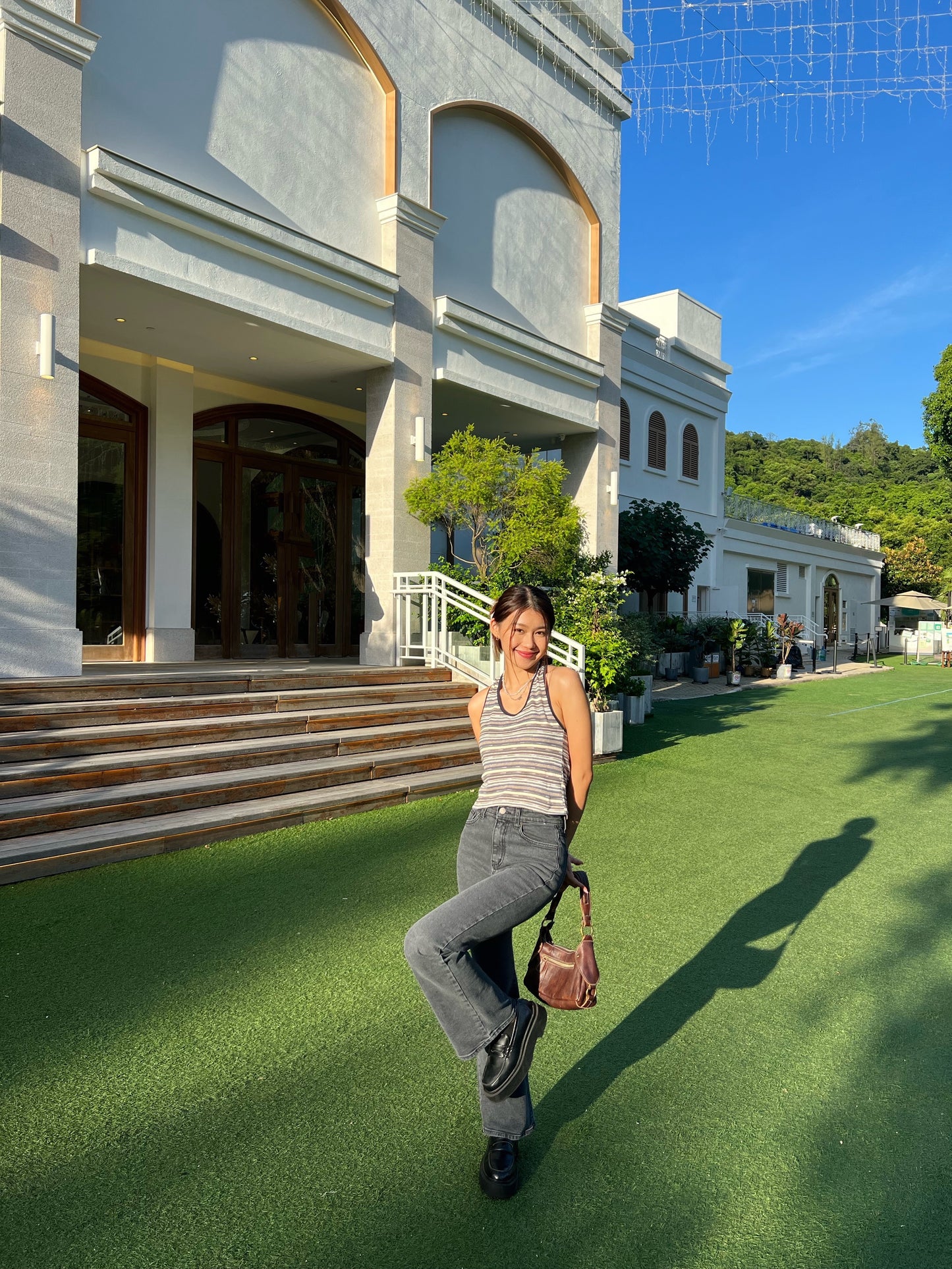 Strip print open back top