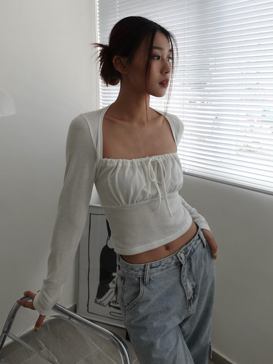 Gathered bust long sleeve top