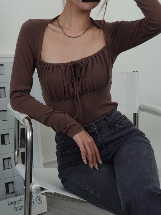 Gathered bust long sleeve top