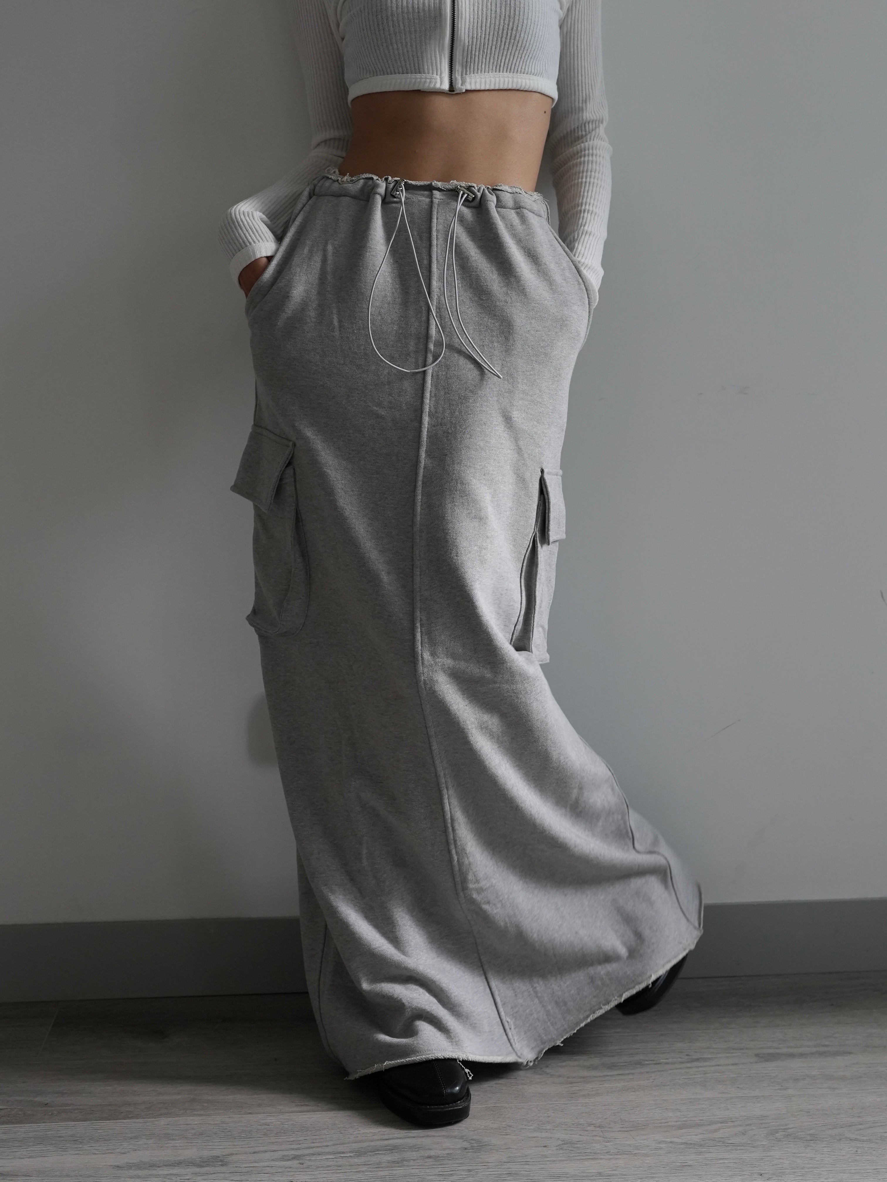 Grey cotton hotsell maxi skirt