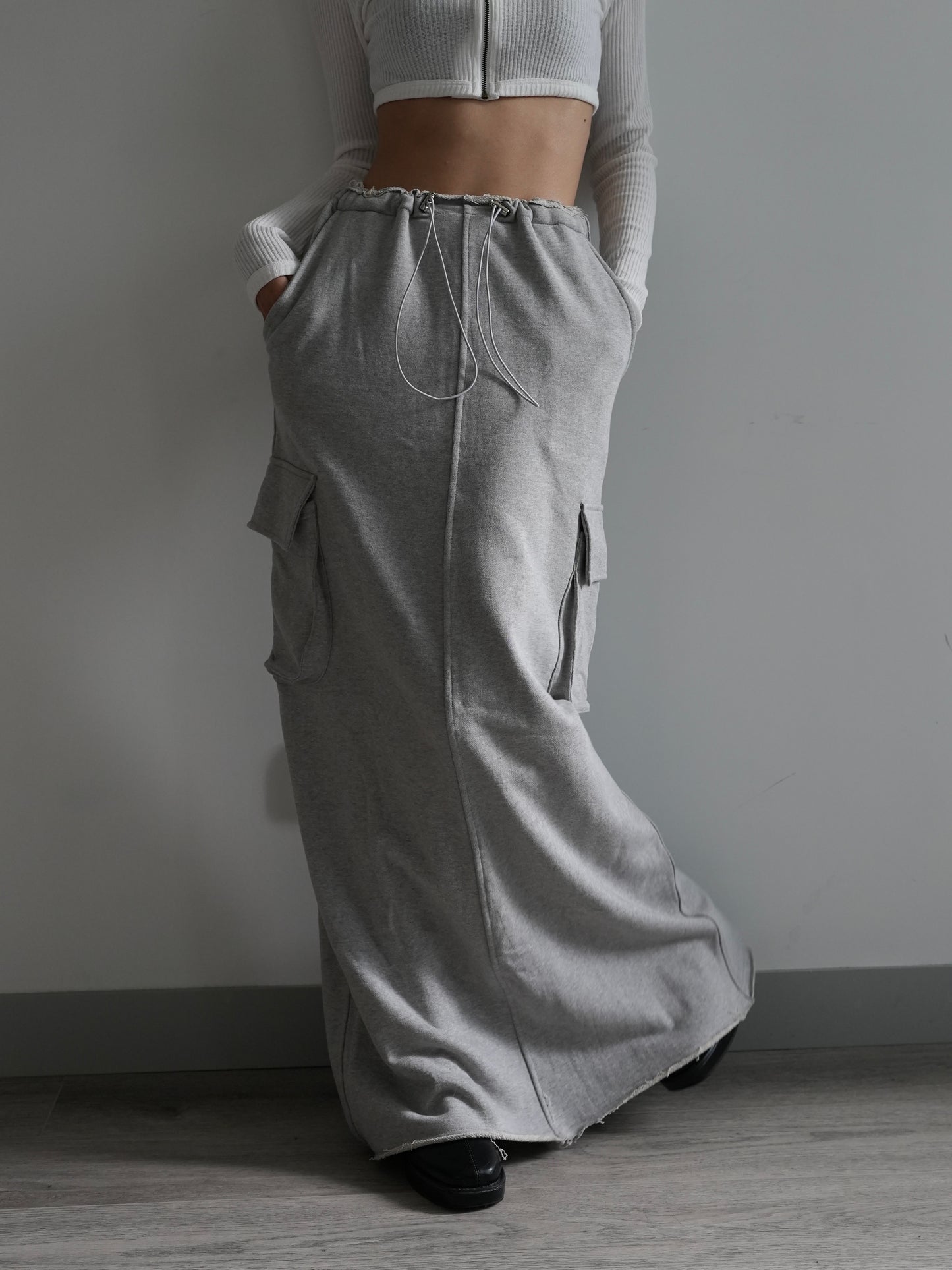 Cotton cargo maxi skirt