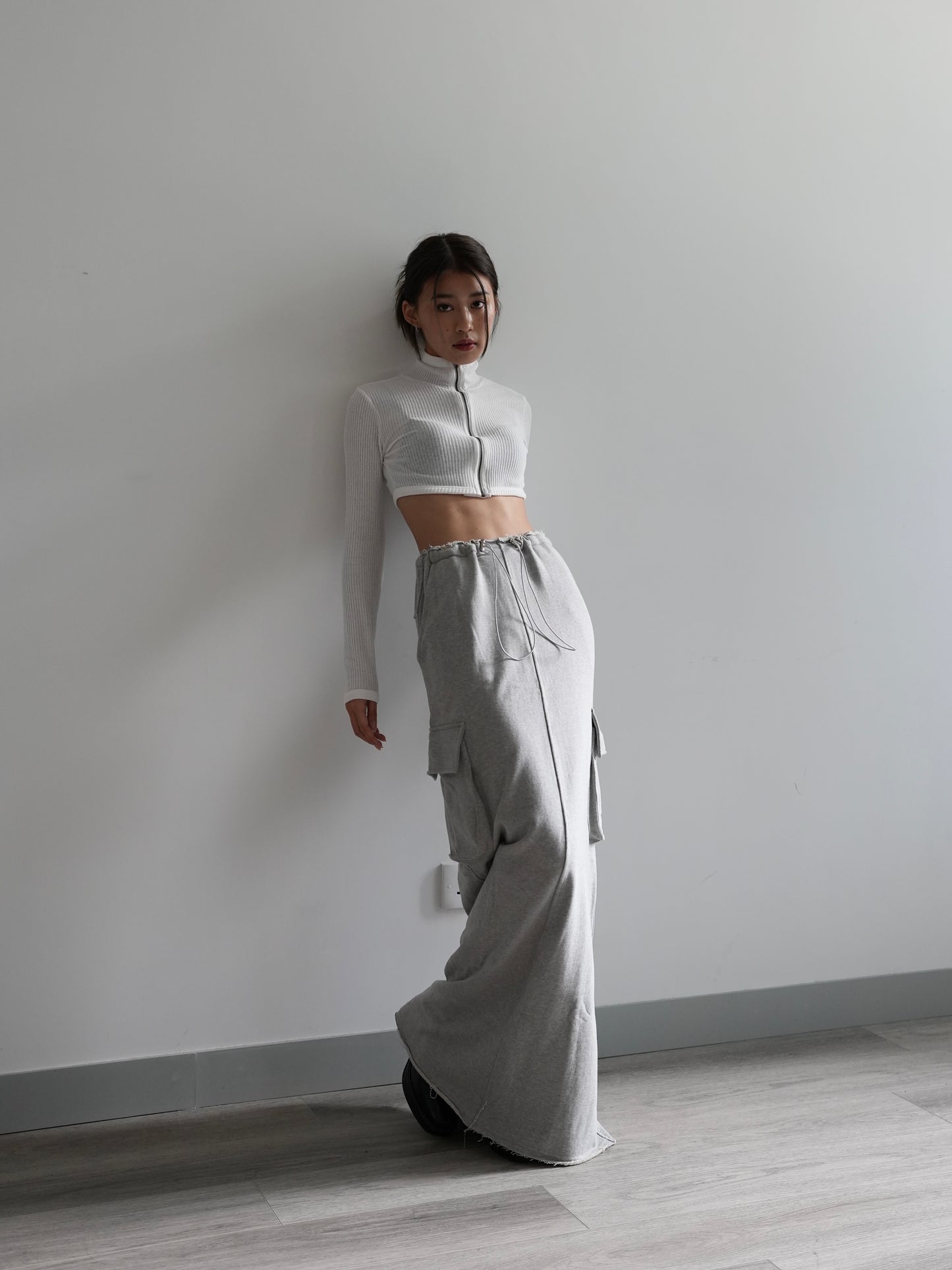 Cotton cargo maxi skirt