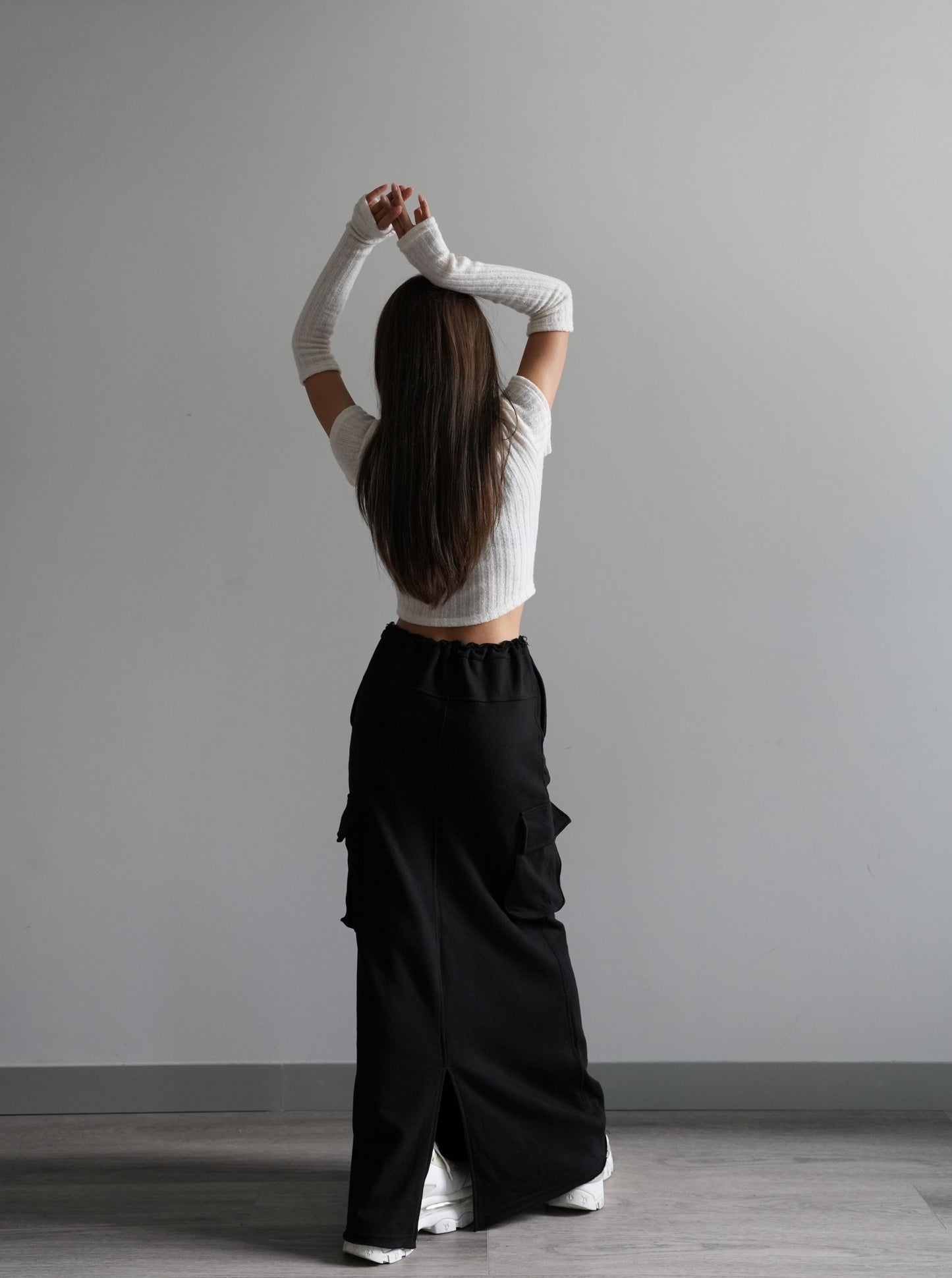 Cotton cargo maxi skirt