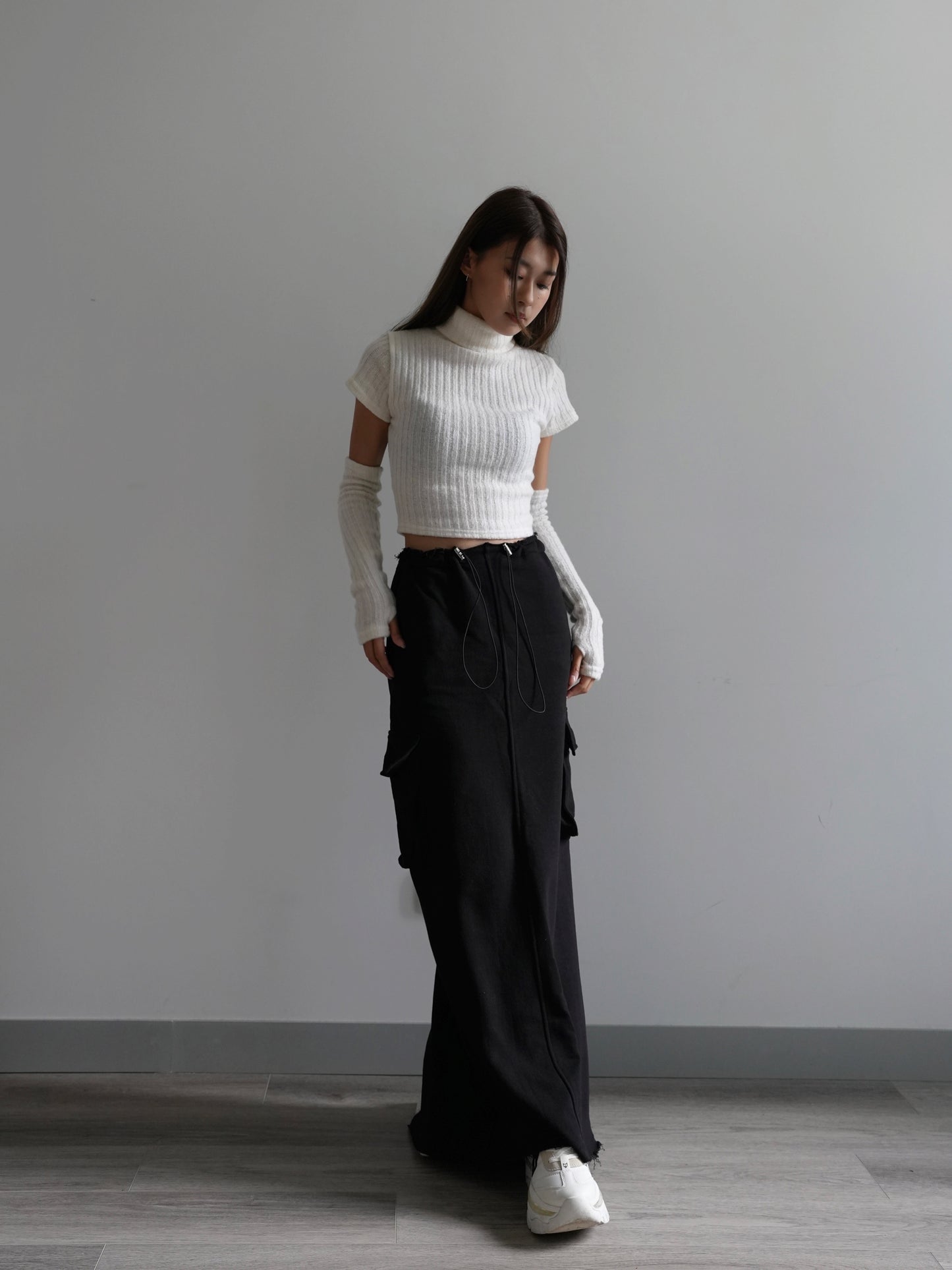 Cotton cargo maxi skirt