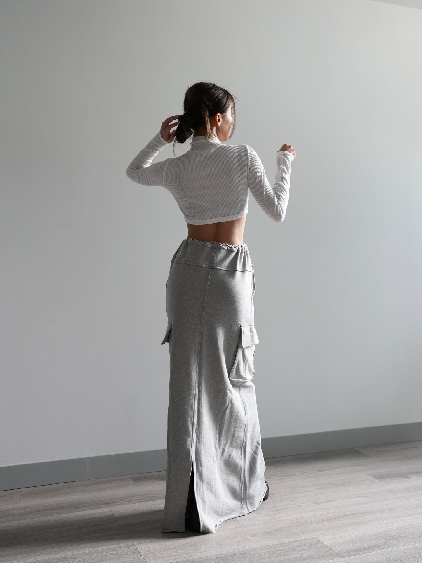 Cotton cargo maxi skirt