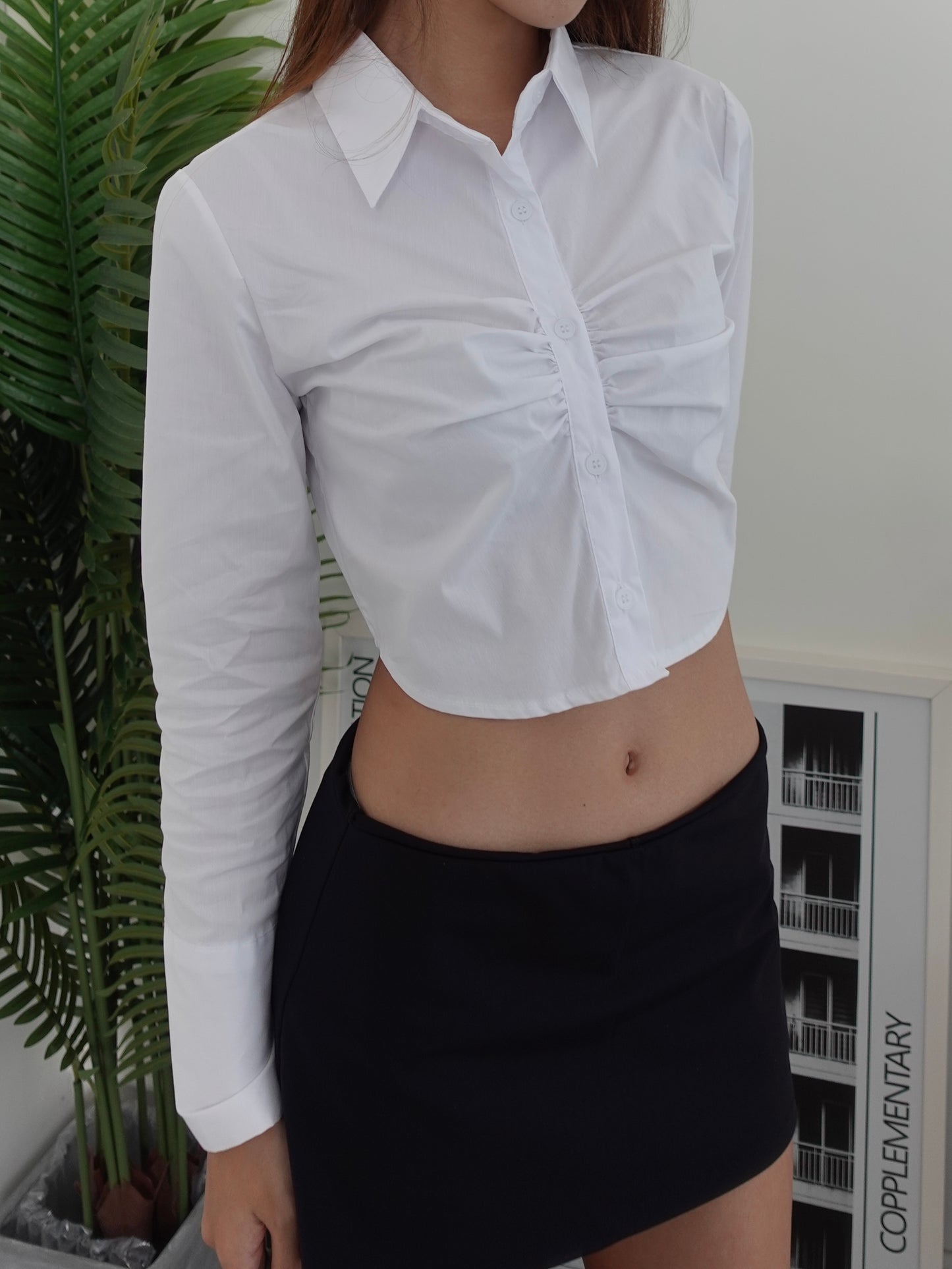 Ruched crop shirt